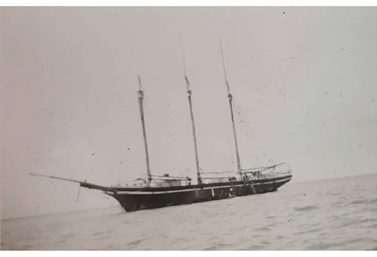 The schooner Lucy Evelyn at anchor Long Beach Island