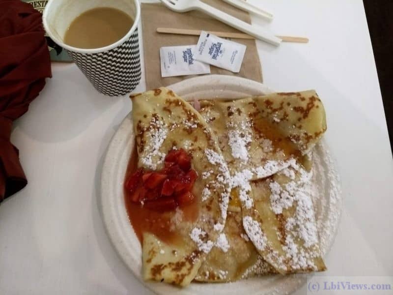 Crepe and French Press coffee at Creperie de la Mer in Beach Haven NJ