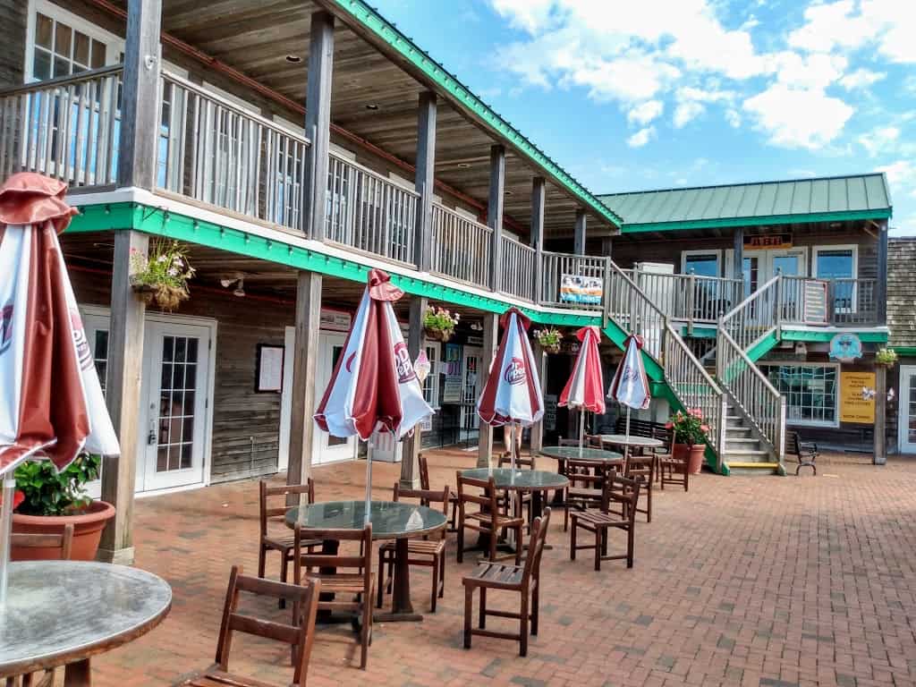 Outdoor seating at the Schooner's Wharf in Beach Haven, NJ