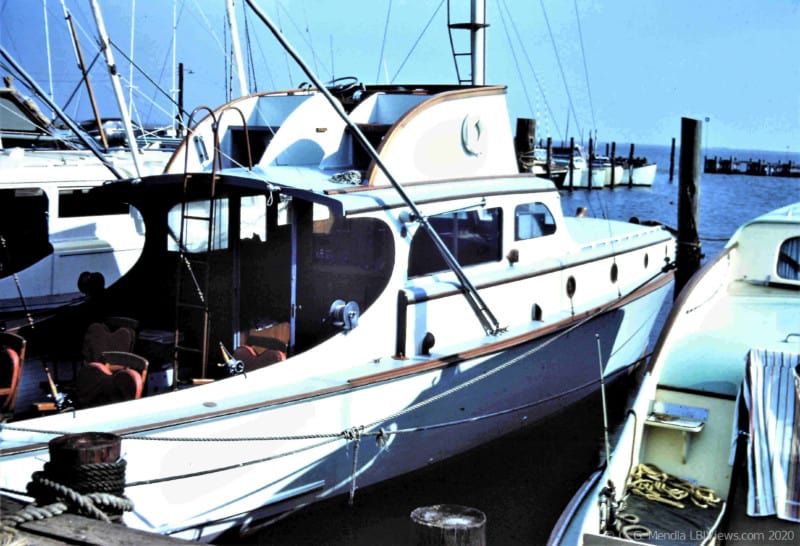 Wooden Sport Fisherman at the dock - Probably Beach Haven, LBI 1950's