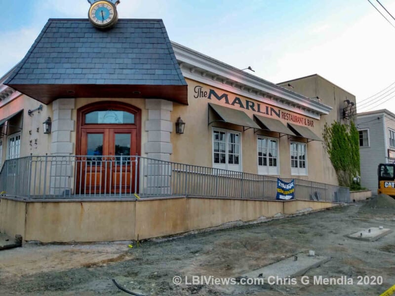 Sidewalk Construction at the Marlin for outdoor dining in Beach Haven on Long Beach Island